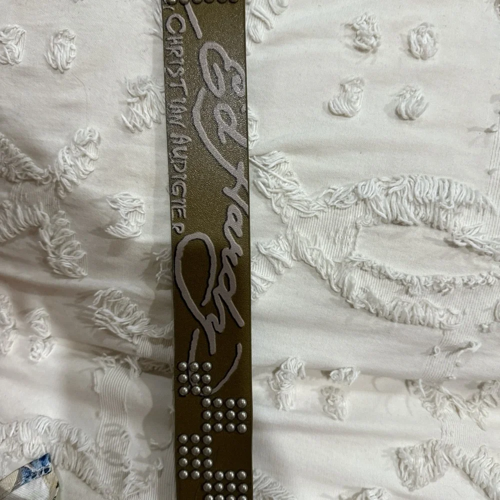 Ed Hardy Kids Belt with Skull Design - Silver and Black